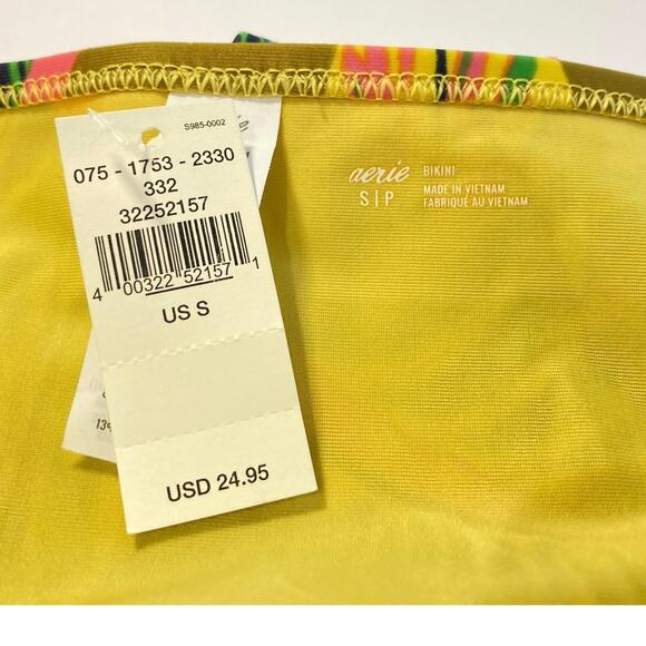 NWT Aerie Yellow tropical full coverage bikini bottoms sz S small - Picture 5 of 5